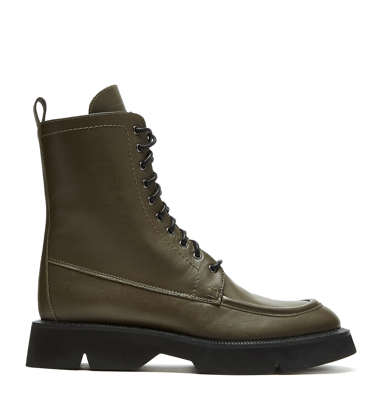 La Canadienne Benlace Leather Bootie In Military