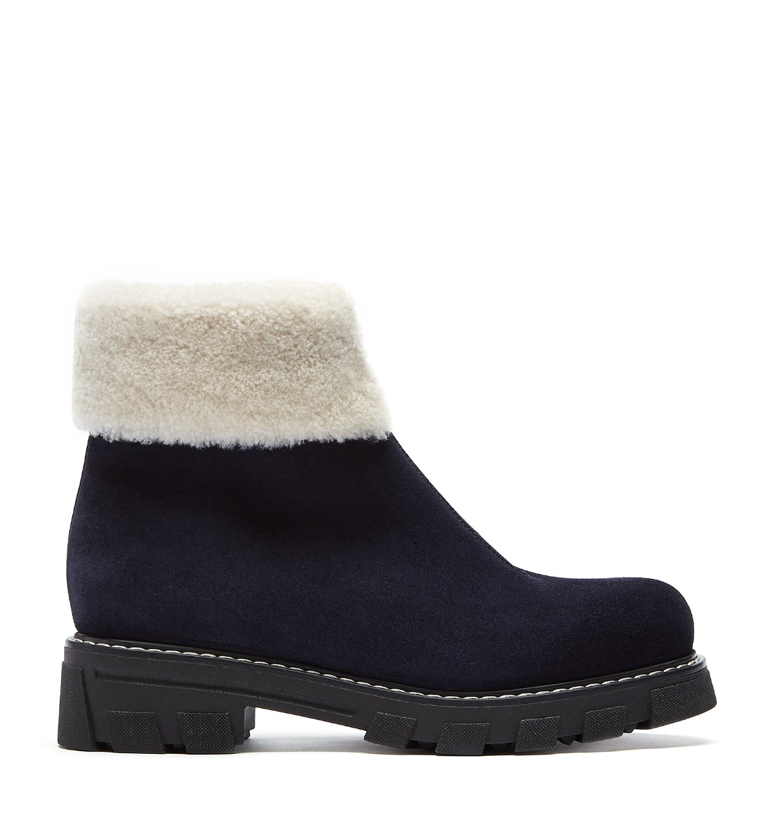 La Canadienne Abba Shearling Lined Suede Bootie In Navy