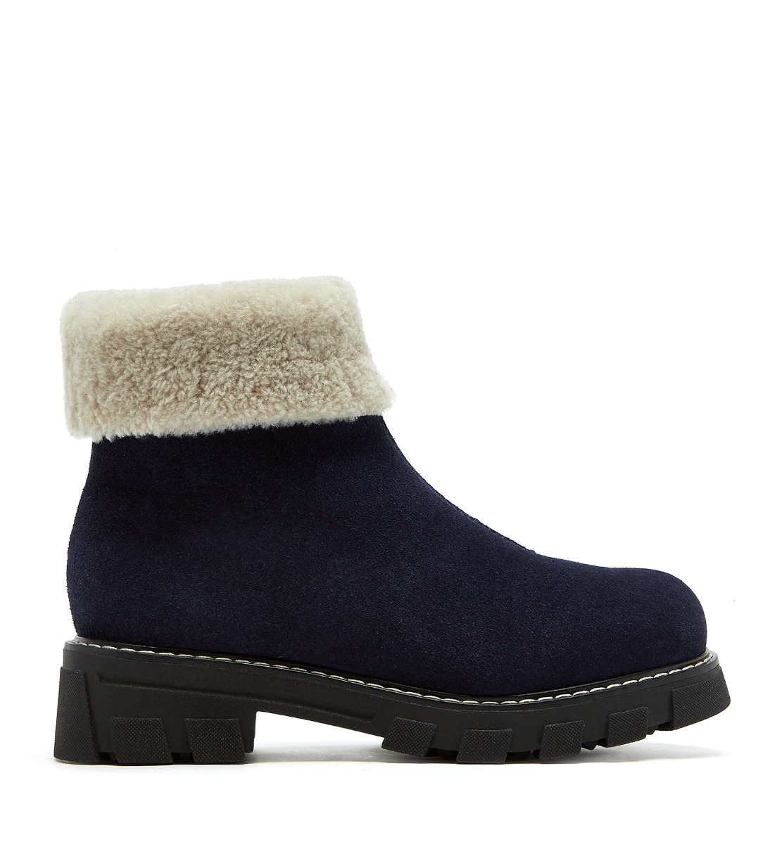 La Canadienne Abba Shearling Lined Suede Bootie In Cobalt Blue