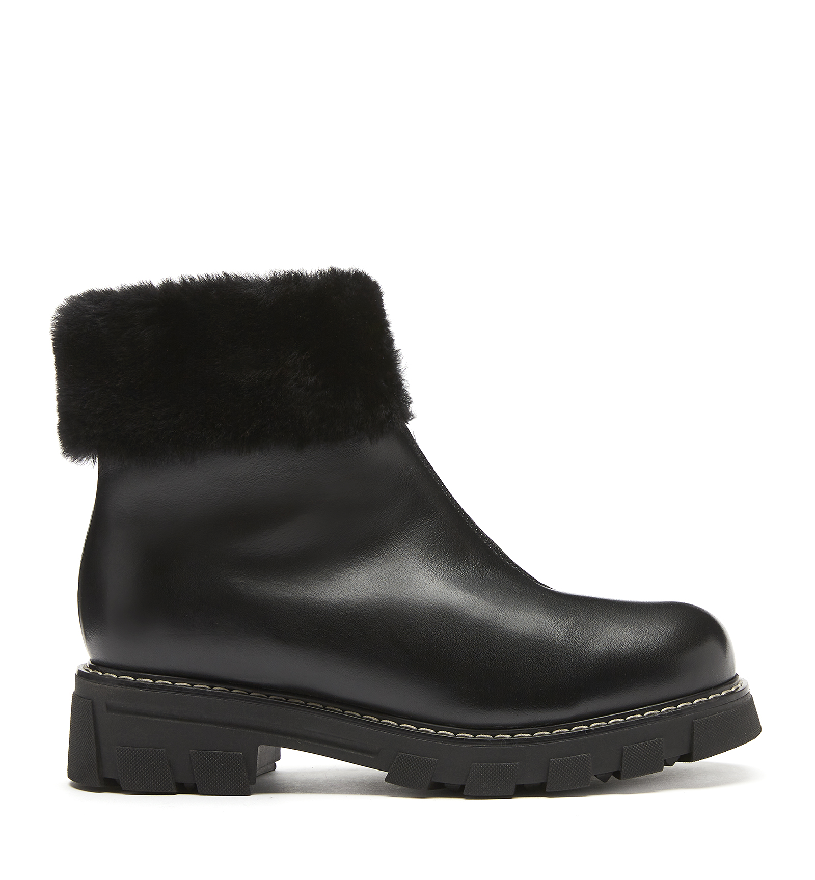 La Canadienne Abba Shearling Lined Leather Bootie In Black