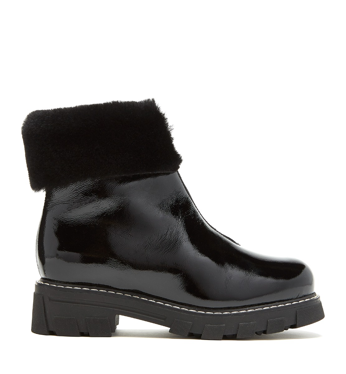 La Canadienne Abba X You Shearling Lined Bootie In Black Crinkle Leather